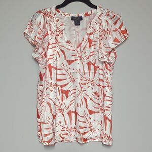 Rachel Roy Orange and White Floral Blouse